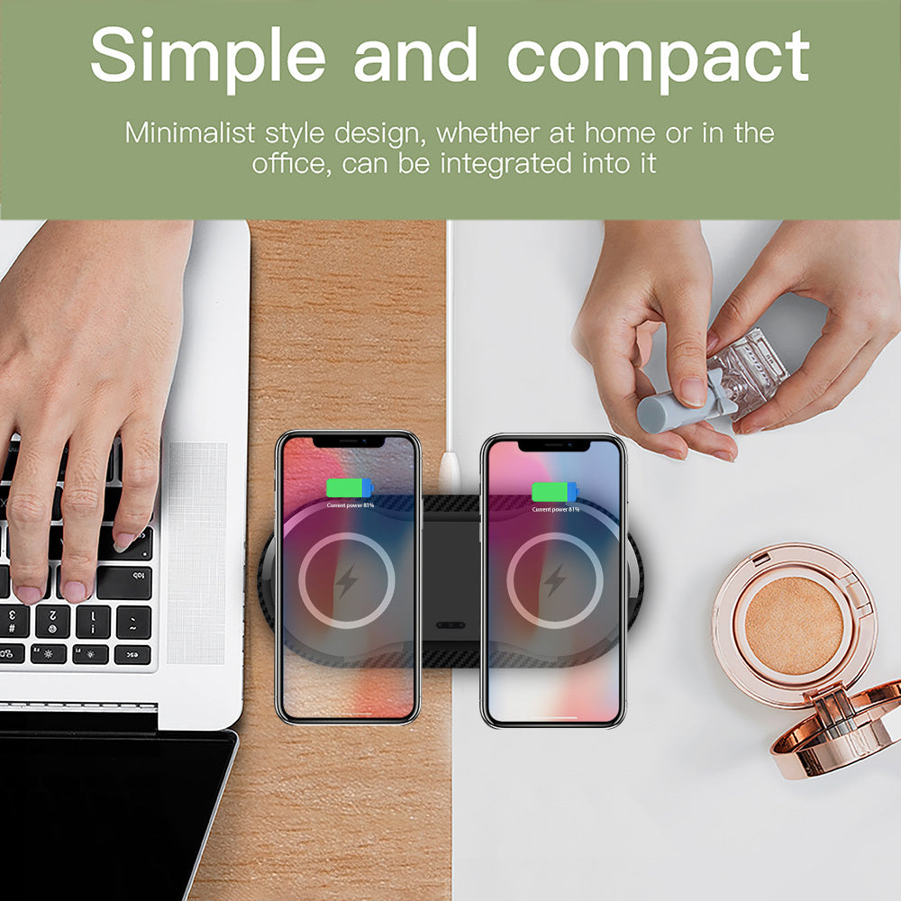 Dual Wireless Charger - Fast Charging Station for 2 Devices