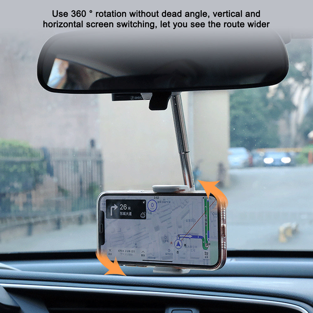 Car Rearview Mirror Phone Holder - 360° Rotation Mount