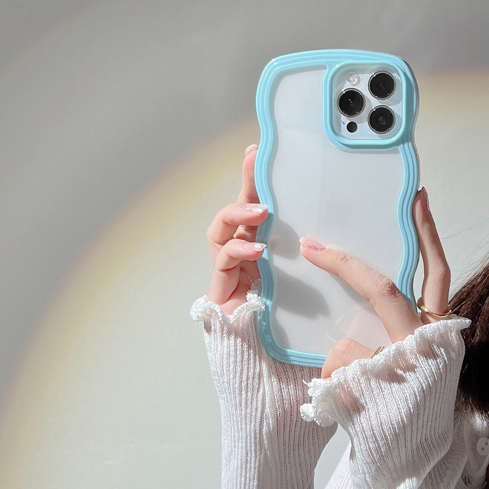 Candy Color Phone Case - Soft Wave Border Design