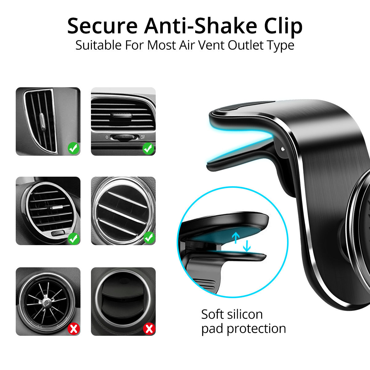 Magnetic Air Vent Car Phone Holder - 360° Rotation Mount