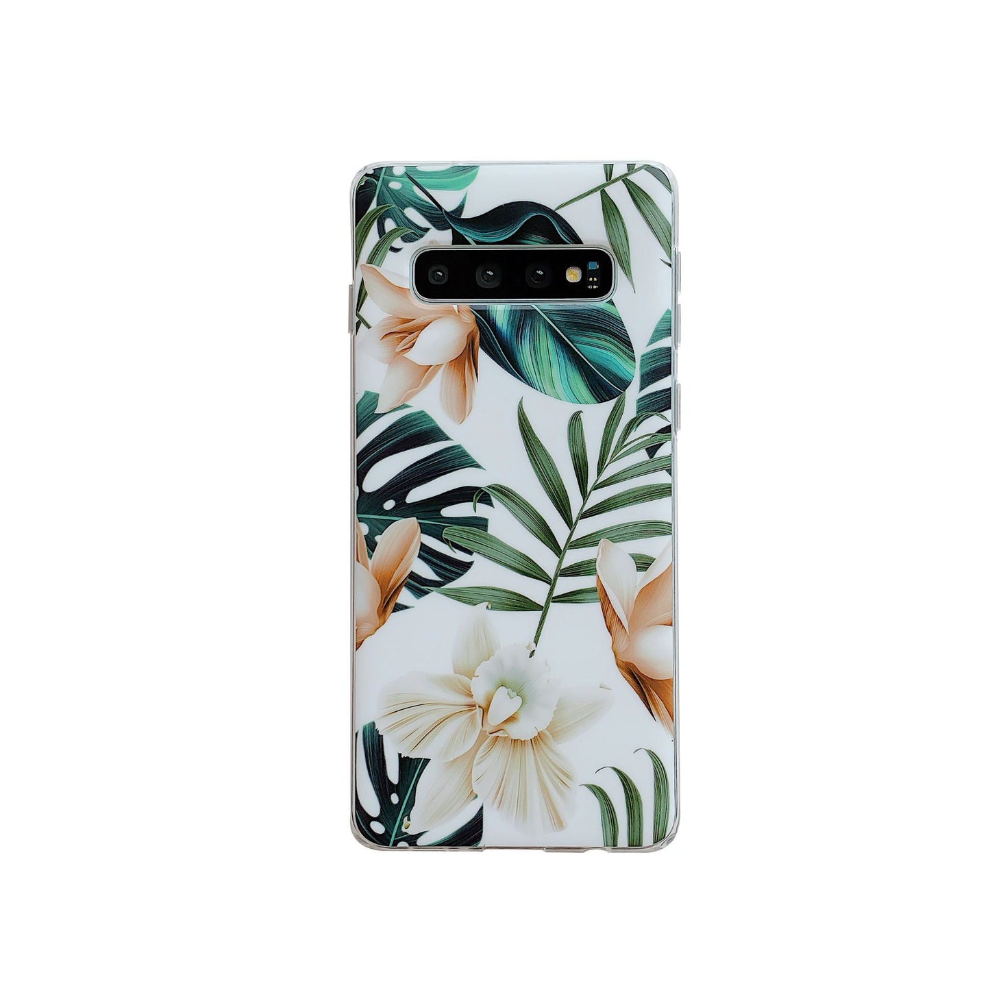 Samsung Floral Case - Green Leaf Flowers Design TPU Cover