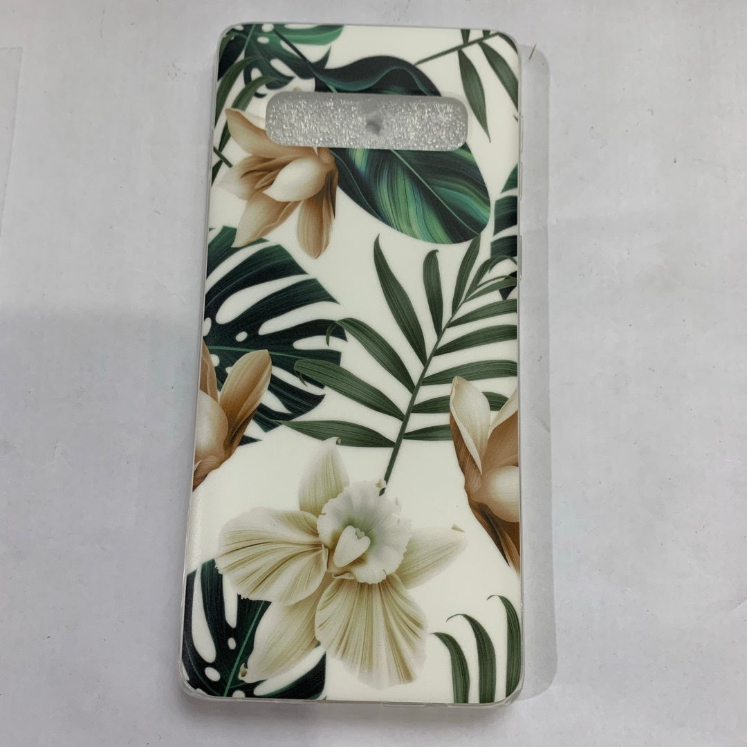 Samsung Floral Case - Green Leaf Flowers Design TPU Cover