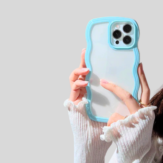 Candy Color Phone Case - Soft Wave Border Design