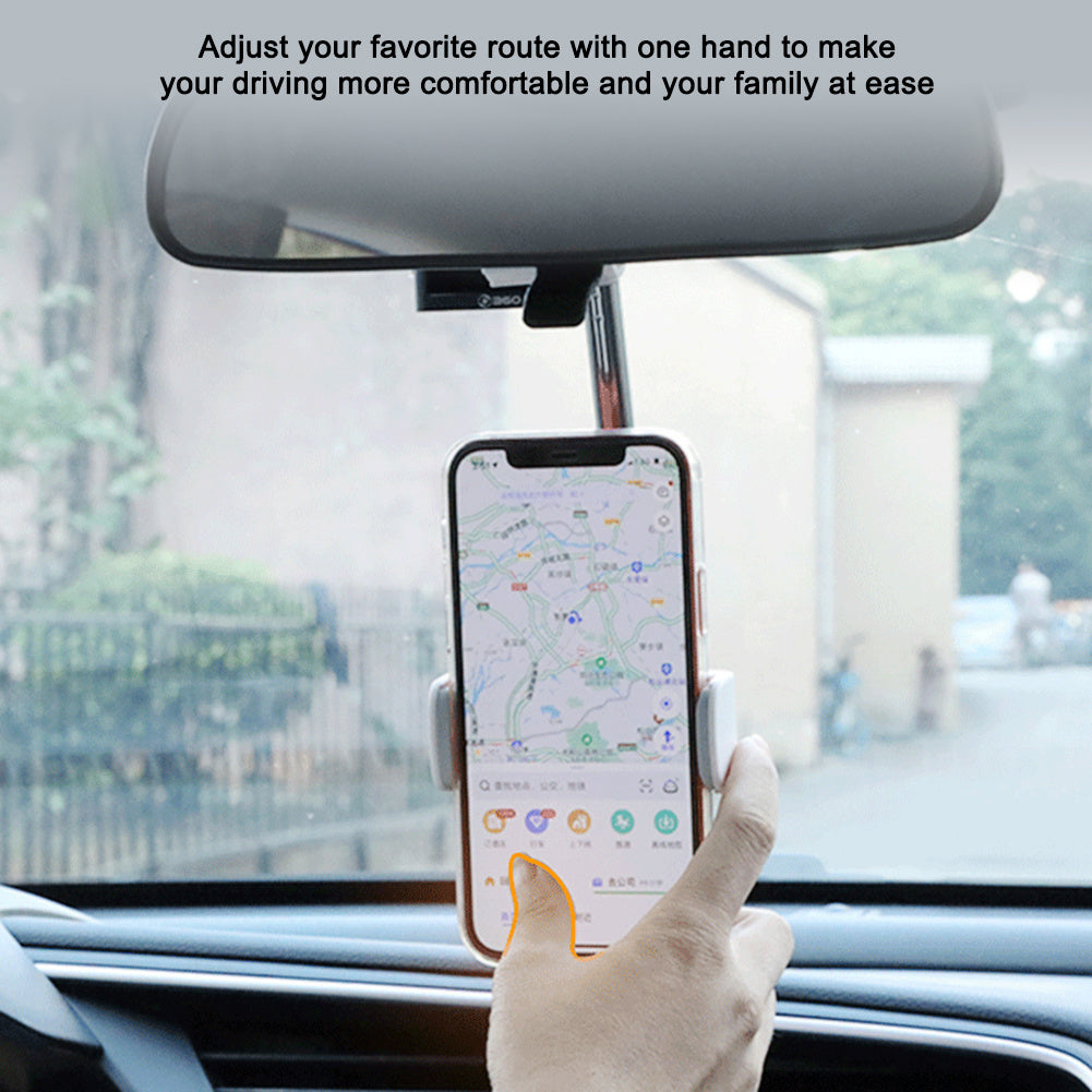 Car Rearview Mirror Phone Holder - 360° Rotation Mount