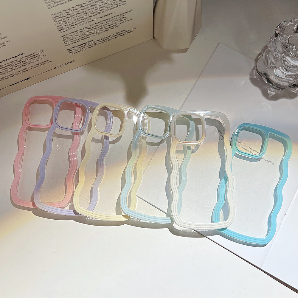 Candy Color Phone Case - Soft Wave Border Design