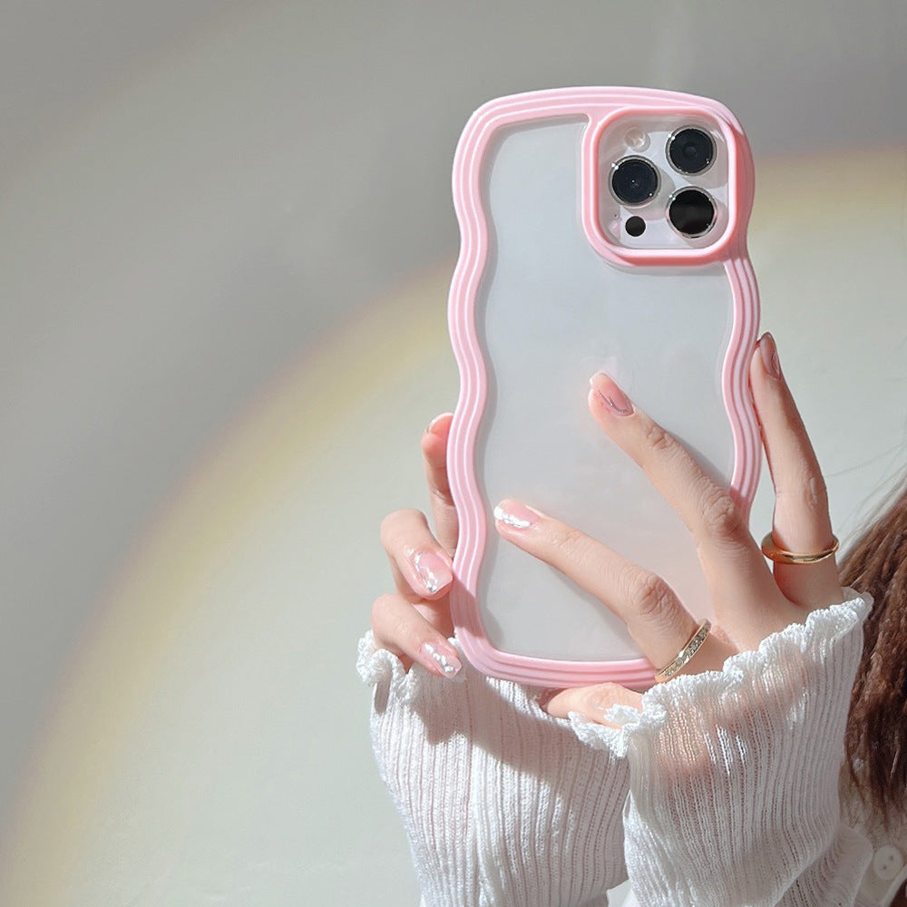 Candy Color Phone Case - Soft Wave Border Design