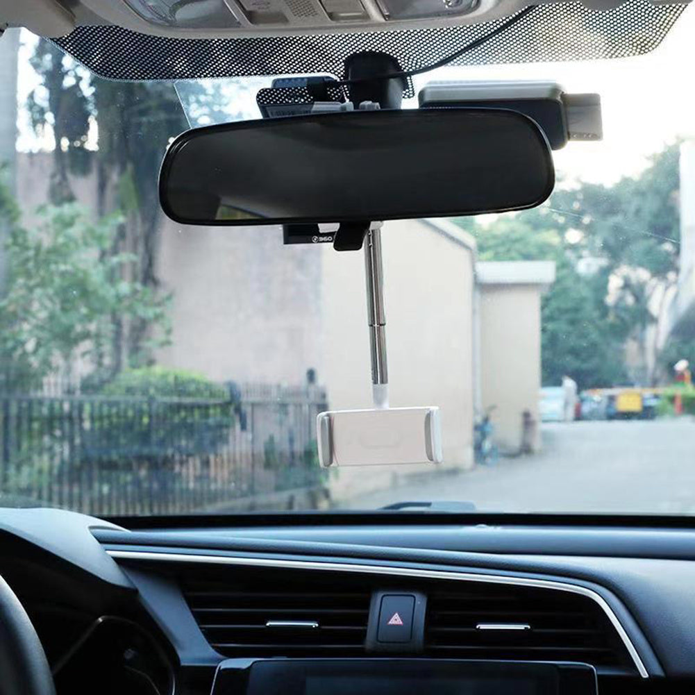 Car Rearview Mirror Phone Holder - 360° Rotation Mount